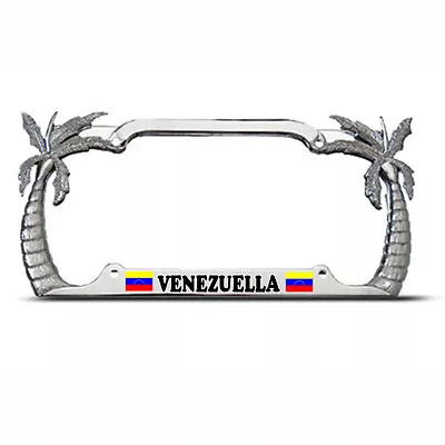 VENEZUELA FLAG Heavy Duty Metal Chrome PALM TREE License Plate Frame • $17.99