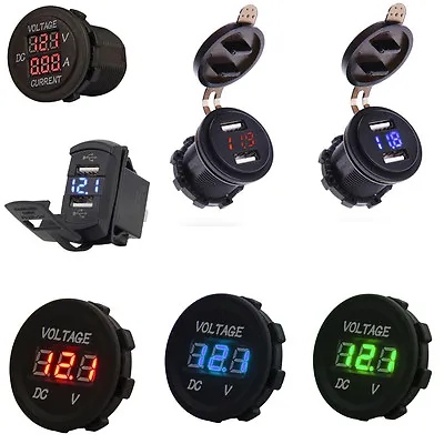 Motorcycle Dual USB Led Car Charger Voltmeter Switch Style Volt Amp Test Guage  • $8.53