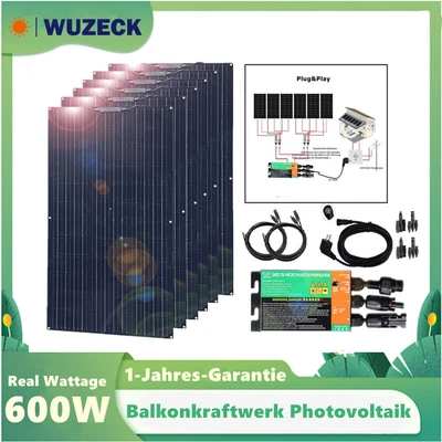 £568 • Buy 600W Mono Solar Panel 6X100W Grid Tie Photovoltaic System Balcony Power Station