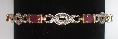 Vintage 925 Sterling Gold DL Burmese? Ruby 7-1/2  Tennis Bracelet 10.1g VGC • $29.50