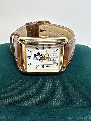 Vintage Disney Time Works Mickey Mouse Watch Genuine Leather Strap • $9.99