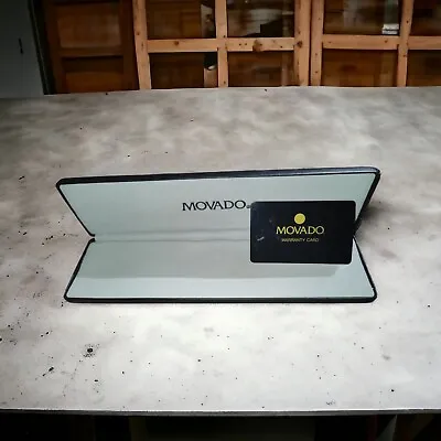 Movado Watch Box Case Presentation Box With Warranty Card Black Leather Used  • $55