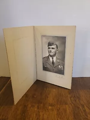 Vintage WWII Military Man Photograph 4x6  Cardboard Fold Open Book Frame 9x6   • $19.99