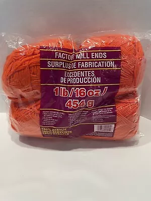 Factory Mill Ends 4 Balls Bright Orange Yarn 16 Ounces Acrylic Canada • $10.70