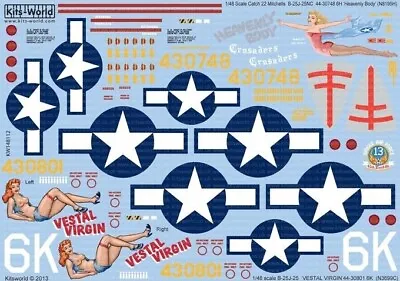 Kits-World 148112 X 1/48 B-25J Mitchell Heavenly Body Vestal Virgin Decal • $18.50