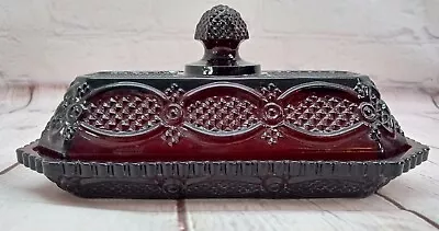 Vintage Cap Cod Collection Red Ruby Avon Glass Butter Dish W/ Lid • $30