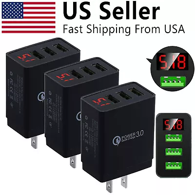 3-Pack 3 Port USB Home Wall Fast Charger For Cell Phone IPhone Samsung Android • $10.05