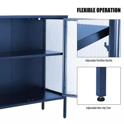 Stylish Tempered Glass Cabinet With 4 Glass Doors And Adjustable Shelf • $273.99