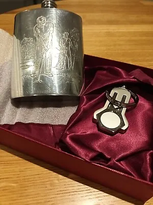 £12 • Buy Sheffield Made Pewter Hip Flask, Ball Marker And Pitchfork In Presentation Box