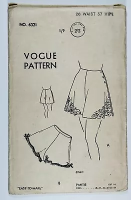 1940’s Vintage Vogue Sewing Pattern 6321 Misses Knickers Waist 28”Hip 36” • £13.50