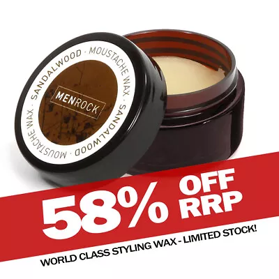 £6.99 • Buy Men Rock Sandalwood Hard Moustache Wax Beard Facial Hair Grooming Styling 25ml