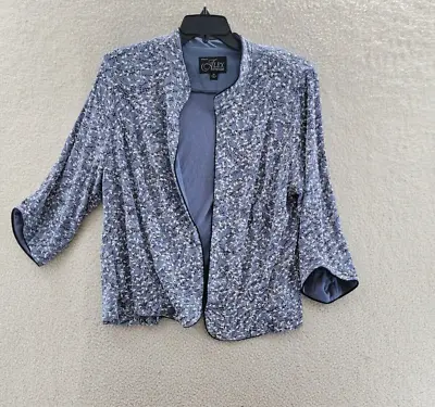 Alex Evenings Mandarin Collar Jacket Women's 3X Multicolor Scoop Neck 3/4 Sleeve • $27.36