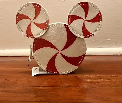 NWT Disney Parks Mickey Mouse Holiday Peppermint Candy Pouch Coin Zippered Bag • $19.98