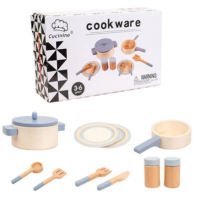 $37.94 • Buy Wooden Kitchen Toy Set Wooden Montessori Toys Pots And Pans Kitchen 