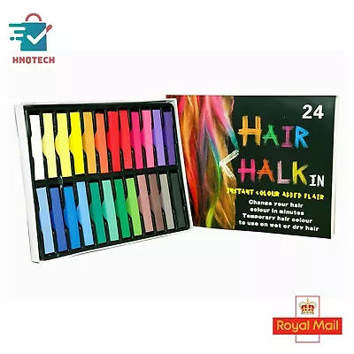 Uk Hair Chalk For Girls Women Temporary Hair Dye Colour Soft Salon Kit 24 • £5.39