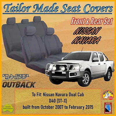 Grey Canvas Seat Covers For Nissan Navara D40 Dual Cab ST-X; 10/2007 To 02/2015 • $212.56