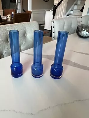 Cobalt Blue Glass Vase Set Of Three Modern 6  Tall Great Condition • $9.95