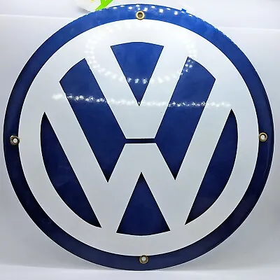 Runkel Bros American Garage Porcelain Enameled Volkswagen Circular Sign 12  • $79.99
