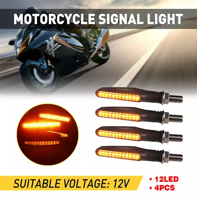 4x Universal Motorcycle LED Amber Turn Bike Signal Indicators Blinker Light Kit • $12.99