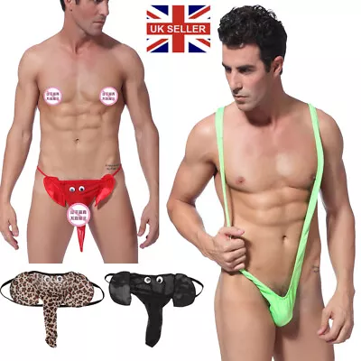 Men's Sexy Strap Underwear Thong Mankini Men Leotard Bodysuit Bandage Lingerie • £3.59