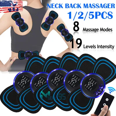 5pcs Portable Mini Electric Neck Back Massager Patch Stimulator Cervical Massage • $13.72