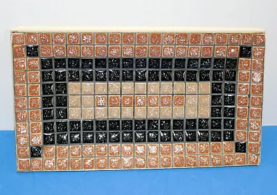 Vintage Mosaic Tile 9  X 5  Tray In Browns /black With Metallic Gold Metal Base • $12.99