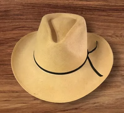 Resistol Vintage Natural Straw Western Cowboy Hat Self Conforming Size 7 5/8 • $37.50