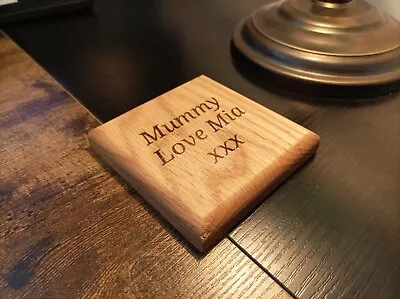 Personalised Solid Oak Wooden Coaster Anniversary Gift Mothers Day Gift Gifts • £9.99