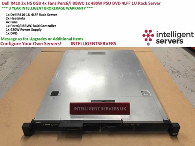 £125 • Buy Dell R410 2x HS 0GB 4x Fans Perc6/i BBWC 1x 480W PSU DVD 4LFF 1U Rack Server