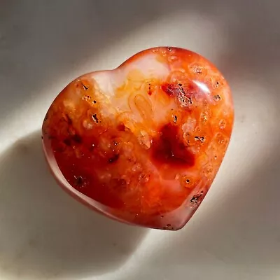 Carnelian Heart Stone Red Agate Heart Pocket Stone Mineral Specimen Home Decor • $10.90