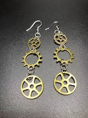 Gold Steampunk Earrings  • $4