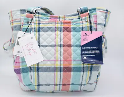 Vera Bradley Glenna Satchel Bag In  Pastel Plaid  Pattern • $64.73
