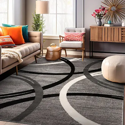 Rugshop Area Rugs Modern Wavy Circles Design Kitchen Carpet Rugs For Living Room • $55.61