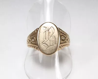 Antique 1900s Block Ring Co. USA 10K Gold Letter B Monogram Mens Signet Ring S 9 • $349.95