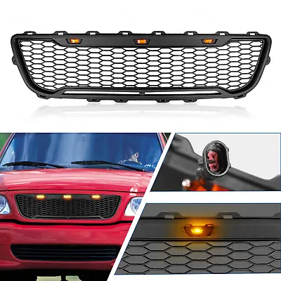Front Grille Honeycomb Fits Ford F-150 1999-2003 W/LED Lights Matte Black ABS • $128.60