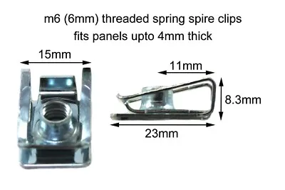 10x Fairing Clips M6 6mm Thread Bodywork Panel Clip Speed Clips Motorcycle U Nut • £4.99