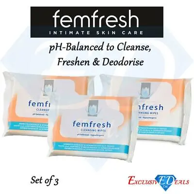 £6.49 • Buy 3 X Femfresh Feminine Wipes Intimate Hygiene PH Balanced Pack Of 15 (45 Wipes)