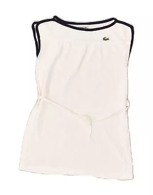 LACOSTE Girls T-Shirt Dress 5-6 Years White Cotton QG18 • £15.64