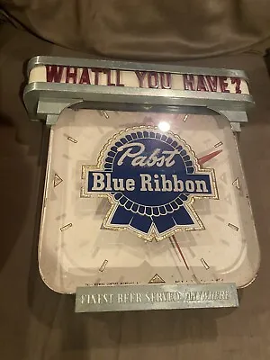 PABST BLUE RIBBON Vintage What'll You Have Lighted Bar Clock Light Original. • $250