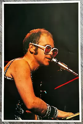 ELTON JOHN Vintage Poster Classic Rock In Concert At Piano 1975 Thought Factory • $32