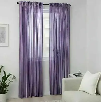 Lilac Ikea Stripe Pair Of Curtains 250x145cm. DISPATCHED WITHIN 24 HRS • £17.99