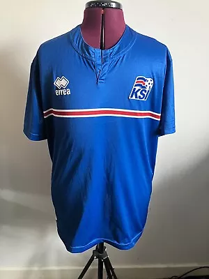 Iceland Football Shirt Errea  Blue Short Sleeve Mens Size Medium • £14.99