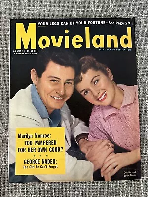 1956 Movieland Magazine Debbie Eddie Fisher Cover Marilyn Monroe G Nader August • $25.25