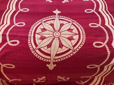Vintage Nautical Blanket 92  X 63  Red/White Feels Like Cotton Nautical Star • £6.75