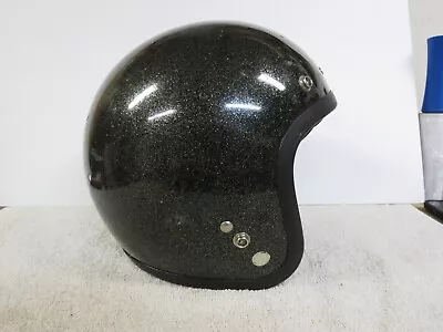 VINTAGE BLACK METAL FLAKE OPEN FACE SNOWMOBILE HELMET  Large • $25