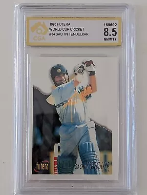 SACHIN TENDULKAR 1996 Futera Cricket Rookie RC Card INDIA #34 CGA 8.5 • £310.18