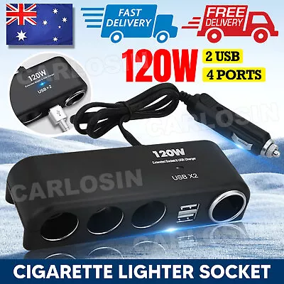 24V 12V 4 Way Multi Socket Car Cigarette Splitter Lighter USB Adapter Charger • $10.95