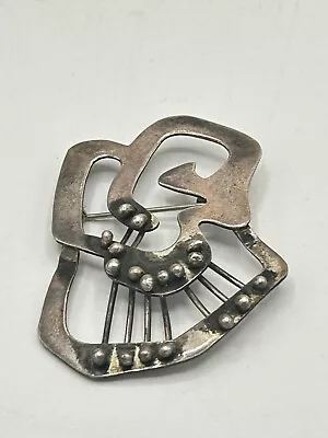 Frank Miraglia Mid Century Signed Silver Brooch Wire Design • $170