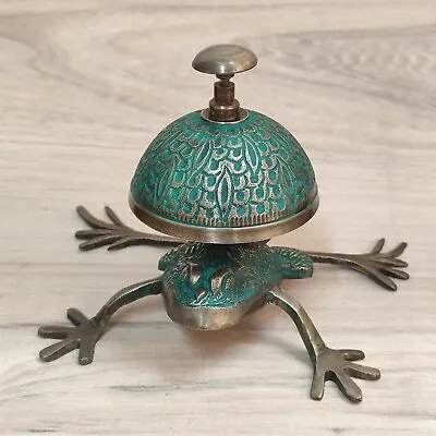 Antique Brass Table Bell Hotel Reception Bell Vintage Frog Desk Bell Christmas • $28.15