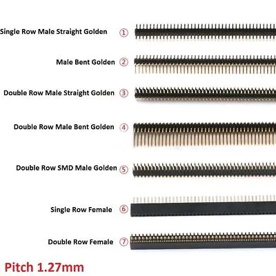 £1.38 • Buy Male Female SMD Pin Header Connector 1.27mm Golden Breakable 1x40P/50P 2x40P/50P